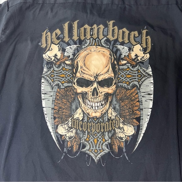 Dickies Men’s button up shirt Hellanback Incorporated size 3xl Black skull print - Picture 7 of 16